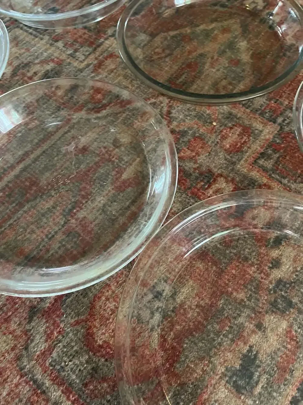 Lot of 7 Vintage Pyrex and Anchor Hocking Clear Glass Pie Plates